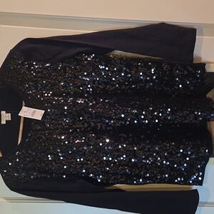 J. Crew black sequined shirt size M